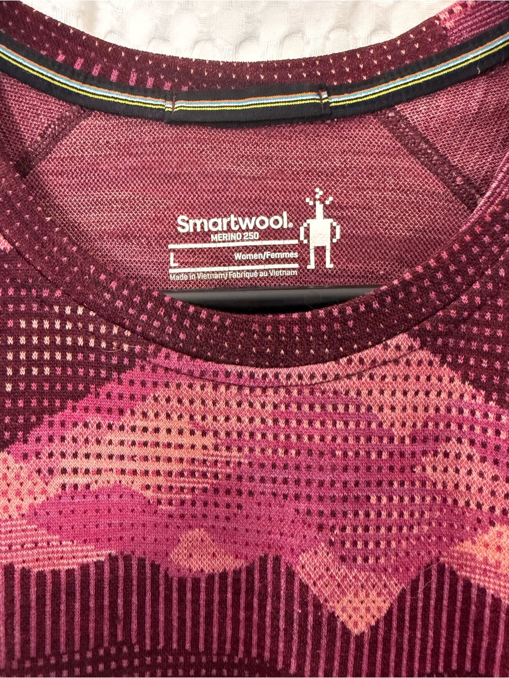 Smartwool Merino 250 Pattern Crew Pink Burgundy 100% Wool Women’s - Picture 5 of 7